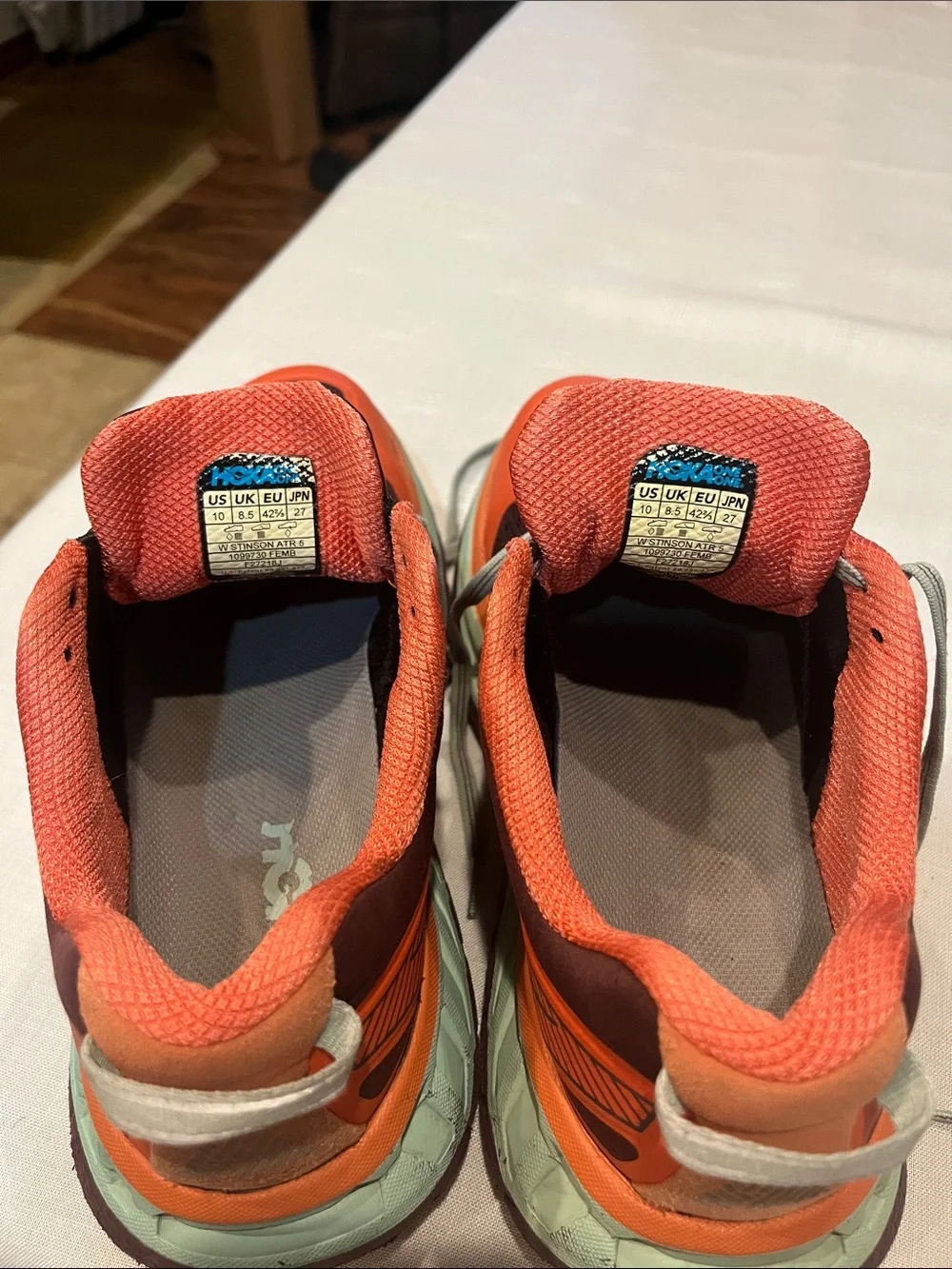 Hoka One One Women's Orange and Teal Running Sneakers
